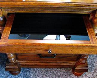 Traditional Handcrafted Amish Matching Wood Side Tables with Ports