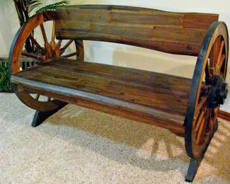 Wooden Wagon Wheel Bench Solid Wood 