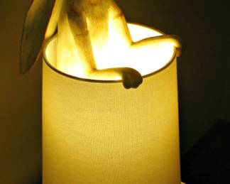 Style Craft Malta Rabbit Wood Linen Shade Table Lamp