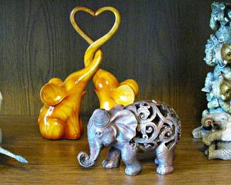  Collectable Crystal and Wood Elephants