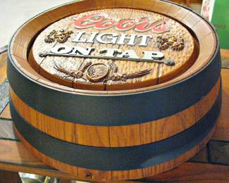 Vintage Coors Light Decorative Barrel Head Wall Sign