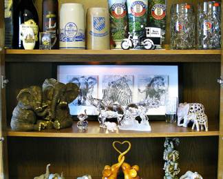 "Crying Baby Elephants" and Other Collectable Crystal and Wood Elephant Statues