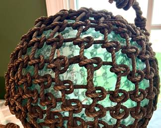 114. Vintage Japanese Green Glass Bouys