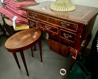 38. Small Inlayed Oval Wood Side Table