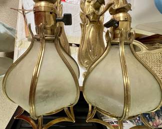 28.  Pair of Antique Brass Sconces