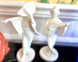 151. Pair of Noritake Toki Kaisha "Dancing Geisha" Bone China Figurines