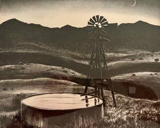 9. Black & White Weathervane Print, Signed Peter Hurd