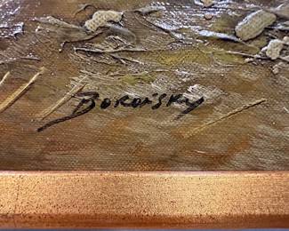 20. Oil Painting of Bunnies signed Borofsky
