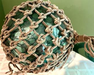 114. Vintage Japanese Green Glass Bouys