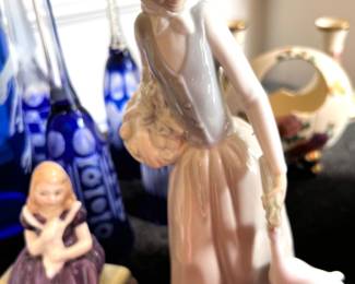 147. Lladro NAO Country Girl Holding Basket W/ Goose Figurine