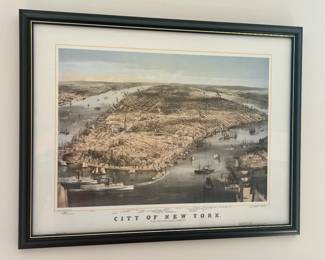 128. N. Currier Restrike Lithograph "City of New York" Framed