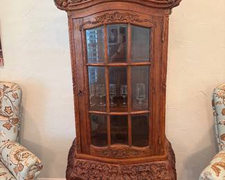 Victorian Revival French Rococo Style Mahogany Display Cabinet