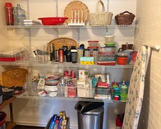 Baskets, Tupperware, paper products, etc.