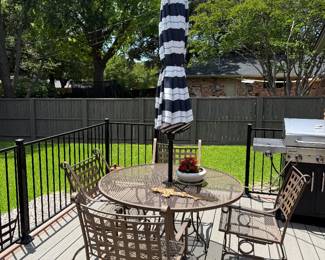 Iron Patio Table with 4 Chairs and Umbrella