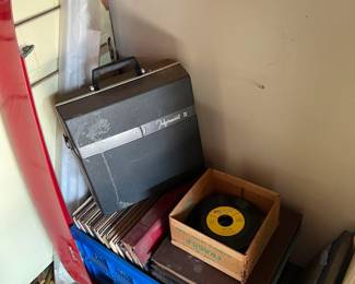 Here are few more records, including a box of 45s.  The top record in this box is Yellow Bird by the Arthur Lyman Group.  A classic!