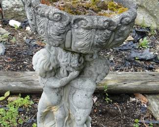 Cement Cherub Birdbath