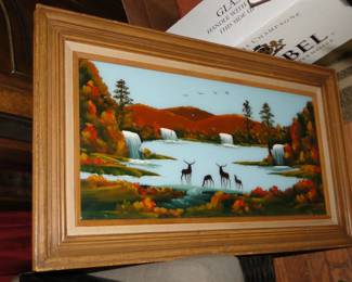 Deer by water art
