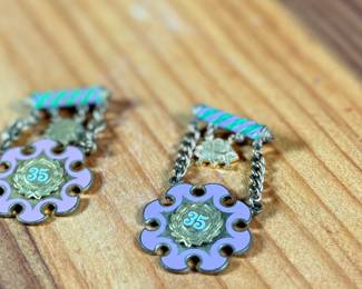 This lot features a pair of Odd Fellows enamel medals or brooches from Oregon in very good condition.
