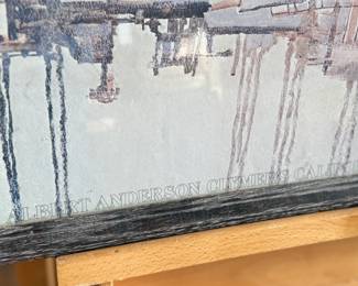 "Harbor Scene", a print by listed artist, James Floyd Clymer circa 1970s. Professionally framed, signed lower right, and measures in frame, 19.75” H x 25.75” W.