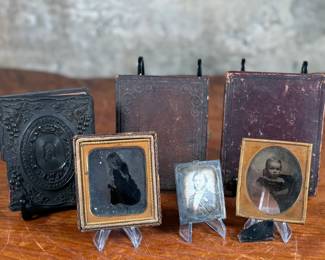 This lot features a large collection of daguerreotypes and tintype photographs.