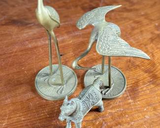 This lot features a collection of three (3) vintage brass animals with the tallest measuring, 12” H.
