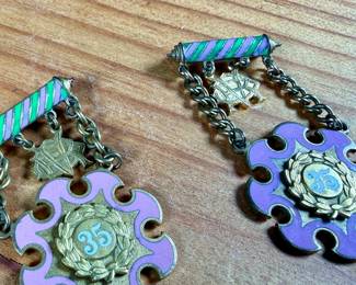 This lot features a pair of Odd Fellows enamel medals or brooches from Oregon in very good condition.