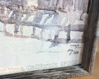 "Harbor Scene", a print by listed artist, James Floyd Clymer circa 1970s. Professionally framed, signed lower right, and measures in frame, 19.75” H x 25.75” W.