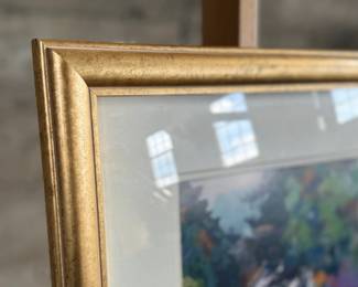 "Artist’s Garden", an original work of art by listed artist, Satsuko Hamilton. Signed lower left, professionally framed, and measures in frame, 27” H x 36” W. Satsuko Hamilton was born in Nagoya, Japan, where she studied traditional flower arranging and the Tea Ceremony. As a young girl growing up in Japan, Satsuko was trained to paint designs on pottery in her parents’ ceramic factory. Her ability for composition and technical application led her to begin painting on paper and canvas. Her explorations in the field of art continued when she married George Hamilton, now a well known artist and teacher who brought her to the U.S.