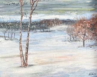 This lot features an original oil on board, signed lower right by artist M. Shore. This piece measures in frame, 28.75” H x 34.75” W.