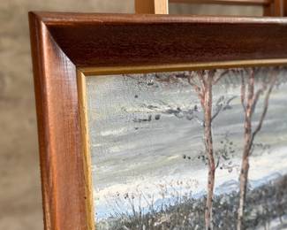 This lot features an original oil on board, signed lower right by artist M. Shore. This piece measures in frame, 28.75” H x 34.75” W.