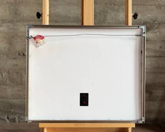 This lot features a vibrant abstract mixed-media painting by an unknown artist. Comes professionally framed and measures in frame, 22” H x 27” W.