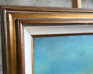 “Misty”, an original oil on canvas by listed artist, Larry Vorhees. Signed lower left, professionally framed, and measures in frame, 33.5” H x 57.5” W.