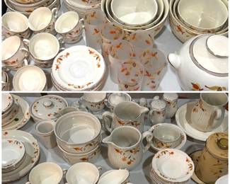 Large collection of Hall’s Superior Autumn Leaf dishware china