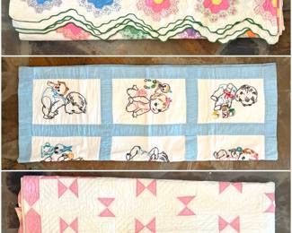 Vintage homemade hand stitched quilts 