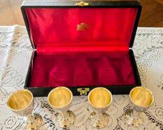 Vintage silver plate cordial goblet set