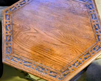 Vintage Oak octagon shaped accent table
