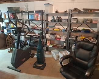 basement shelving and contents