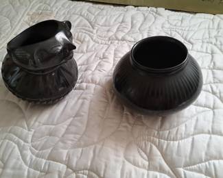 Black on black Southwest Pottery, signed!!