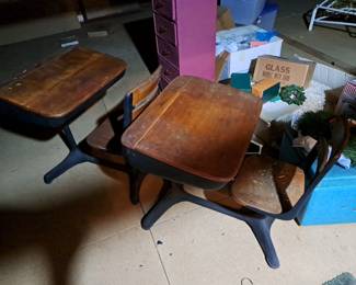 Two antique school desks