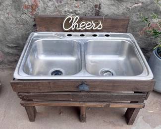 pallet outdoor kitchen sink barware beer sink