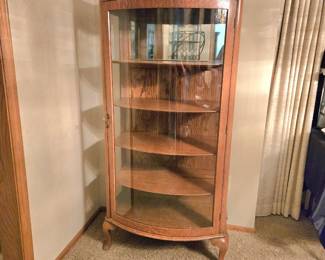 Oak curio cabinet 