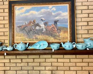 Vintage Cronin Pottery Blue Tulip