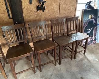 4 Wooden Bar Stools 