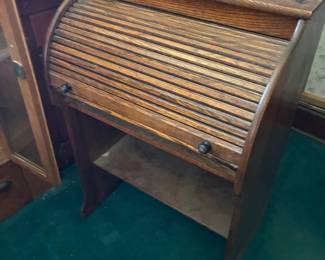 Child's oak roll top desk