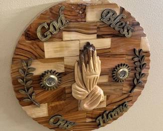 5495 Bethlehem God Bless Our House Olive Wood Wall Plaque