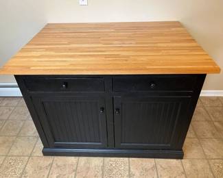 5495 Oak Butcherblock Expandable Storage Island Extended 