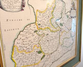 antique map of the diocese of Evreux in Normandy, France