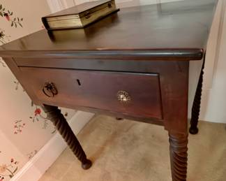 19th-century antique occasional table with barley twist legs
