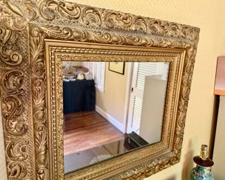 West Frames Bella rectangular mirror in an ornate, antique gold finish