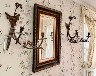 Vintage Italian or English brass wall sconces